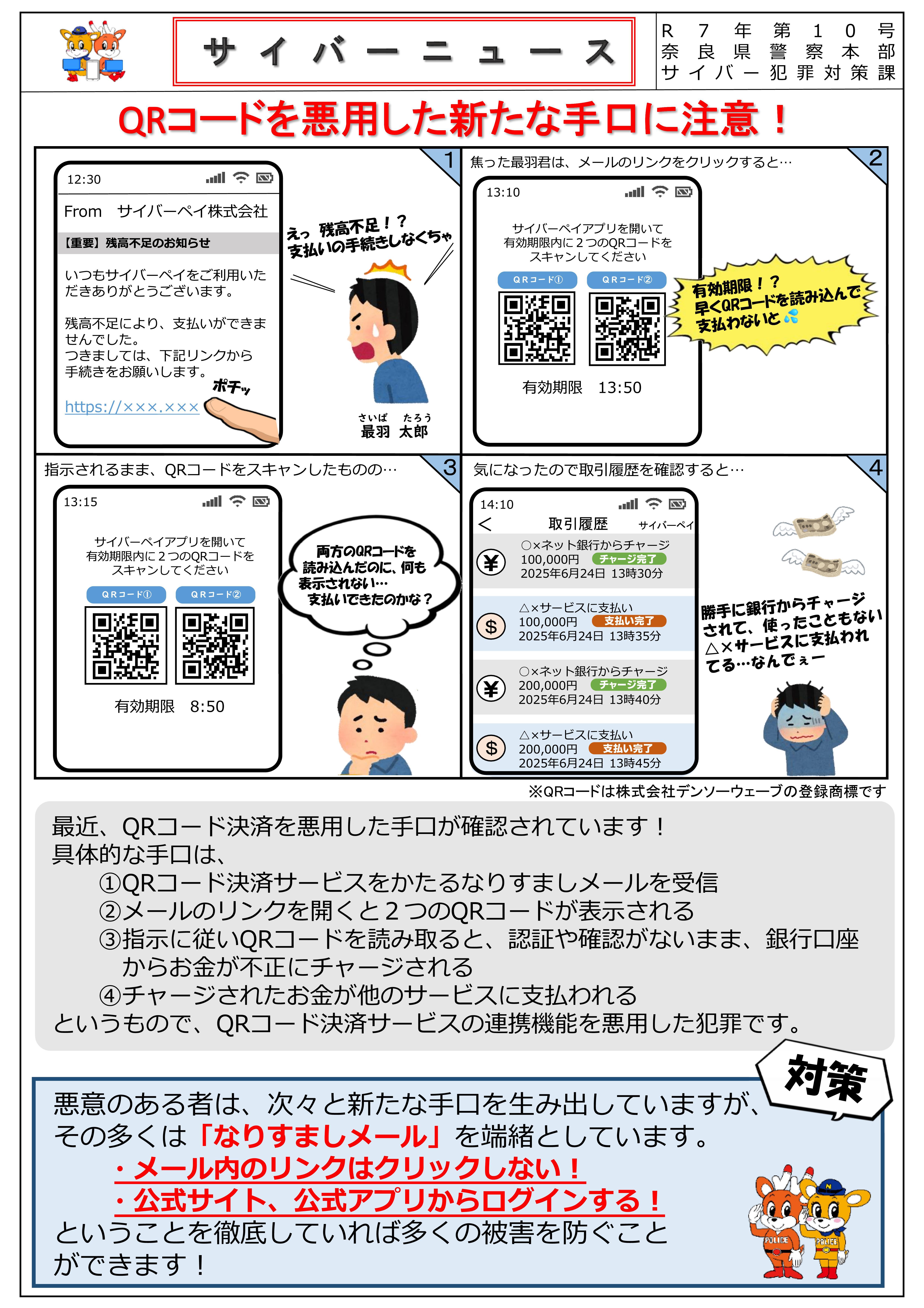 サイバーニュース10号　二次元コードを悪用した新たな手口に注意！