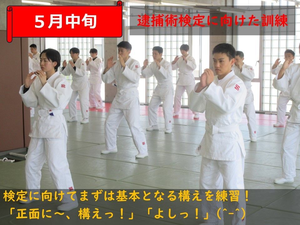 逮捕術の構えをしている様子