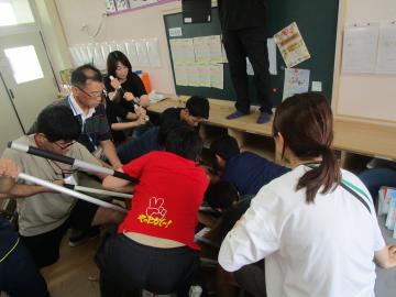 平群小学校での訓練状況1