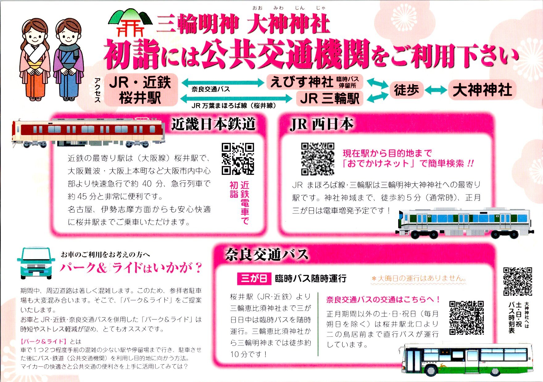 三輪神社、大神神社への初詣に対する交通のご案内