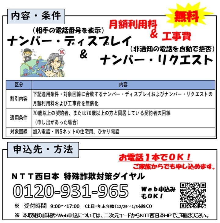 ナンバーディスプレイのチラシ