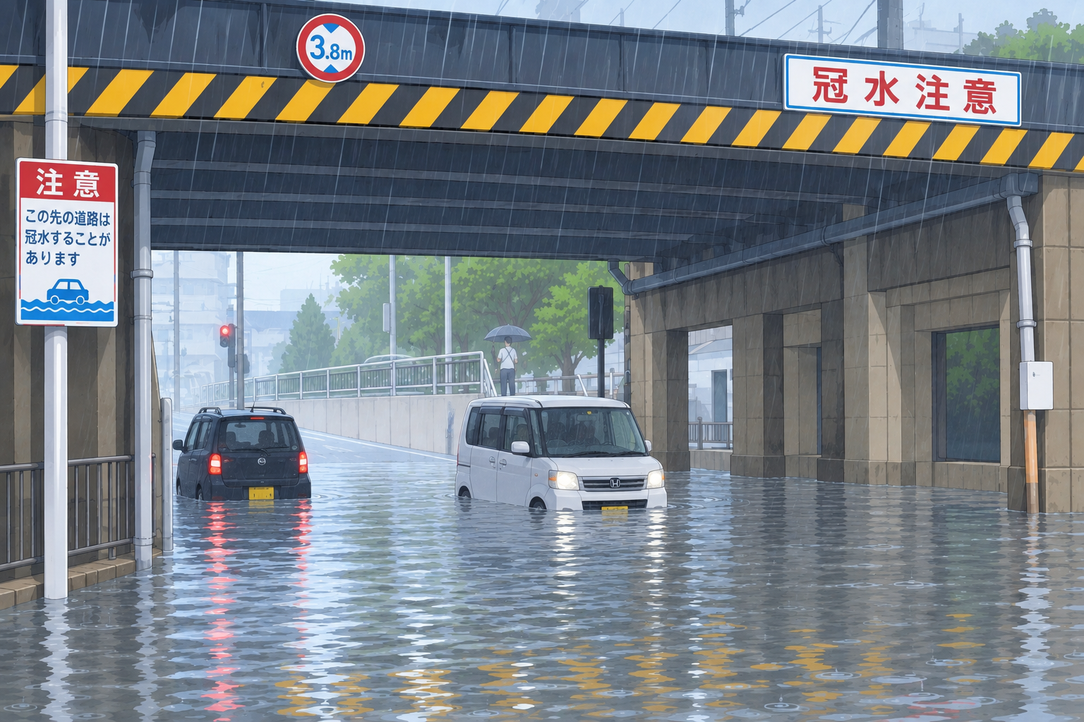 冠水時の道路の様子