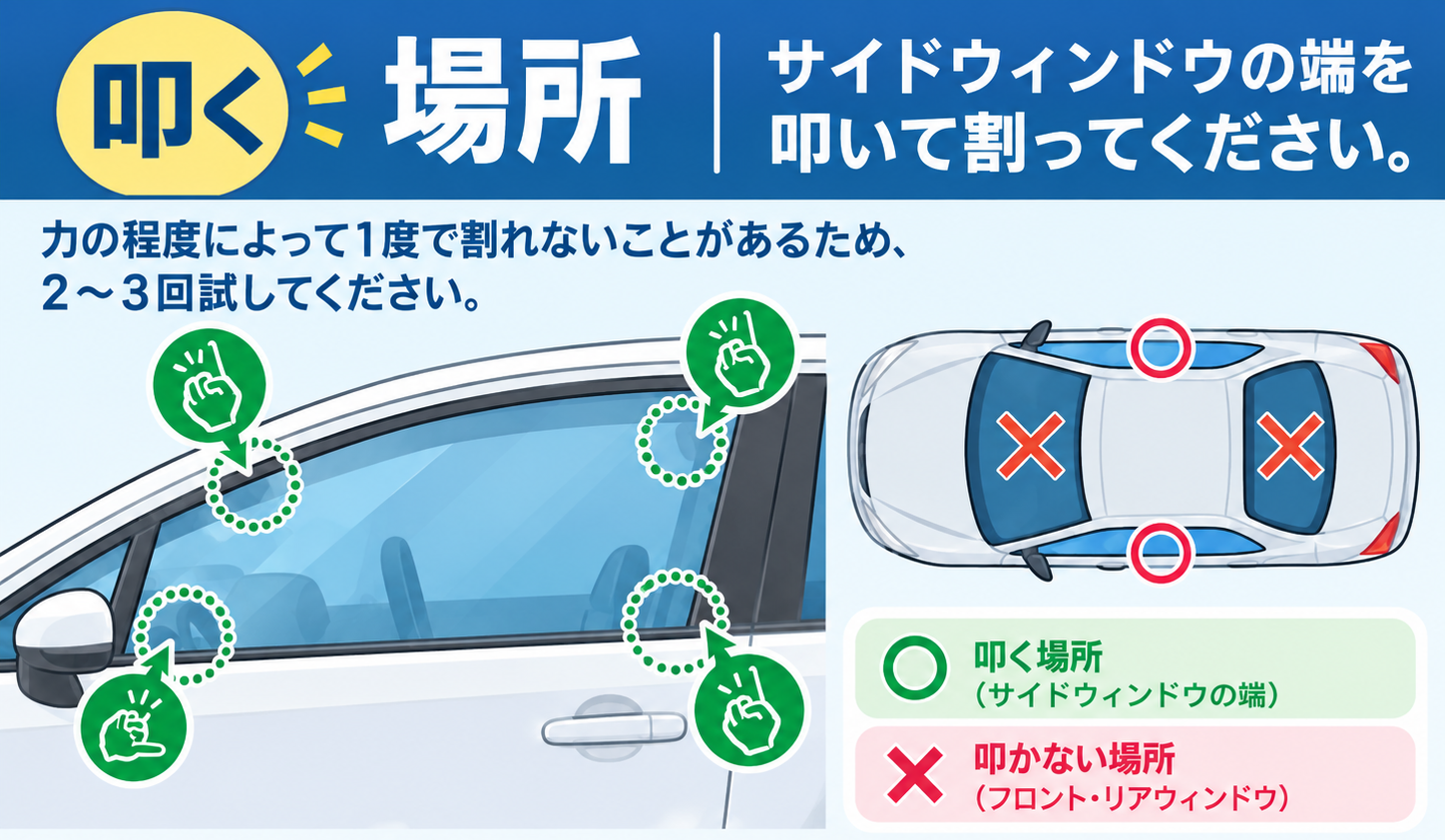 窓の叩く場所